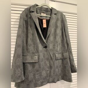 NWT Loft Plus Houndstooth Thicken Plaid pockets blazer casual preppy size 20